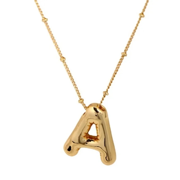 New!! Bubble Initial Necklace- Gold, Waterproof, Hypoallergenic - Picture 4 of 4